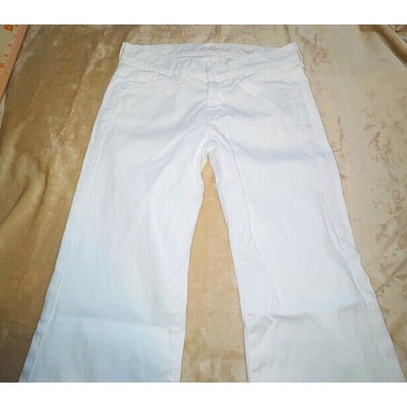 7 for All Mankind Dojo Flare Jeans Women's Size 24 Fits 27x28 White Denim - Picture 4 of 15